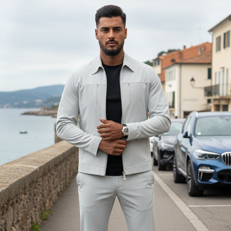 ✈️Free Shipping✈️Men’s Casual Solid Color 2-Piece Set – Jacket & Pants