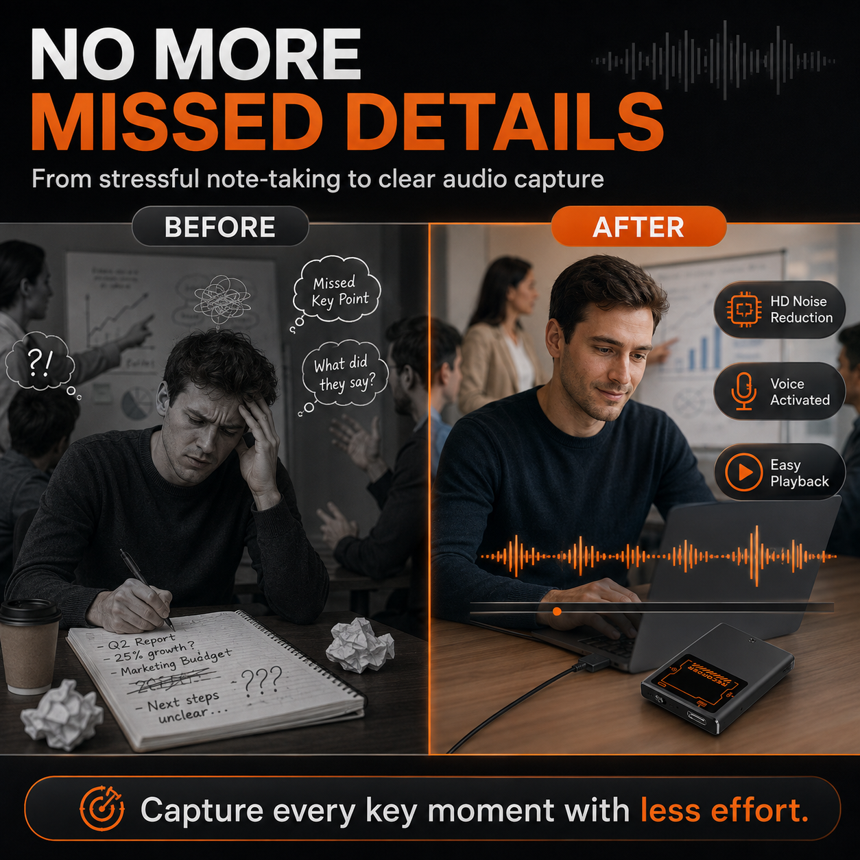 🎙️Smart miniature recorder with magnetic mount – voice activated & ultra-thin