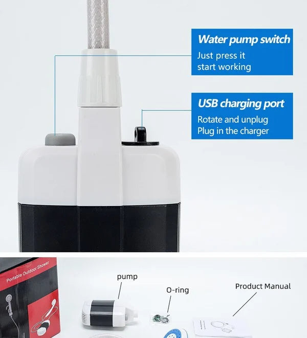 Portable USB Camping Shower for Outdoor Use