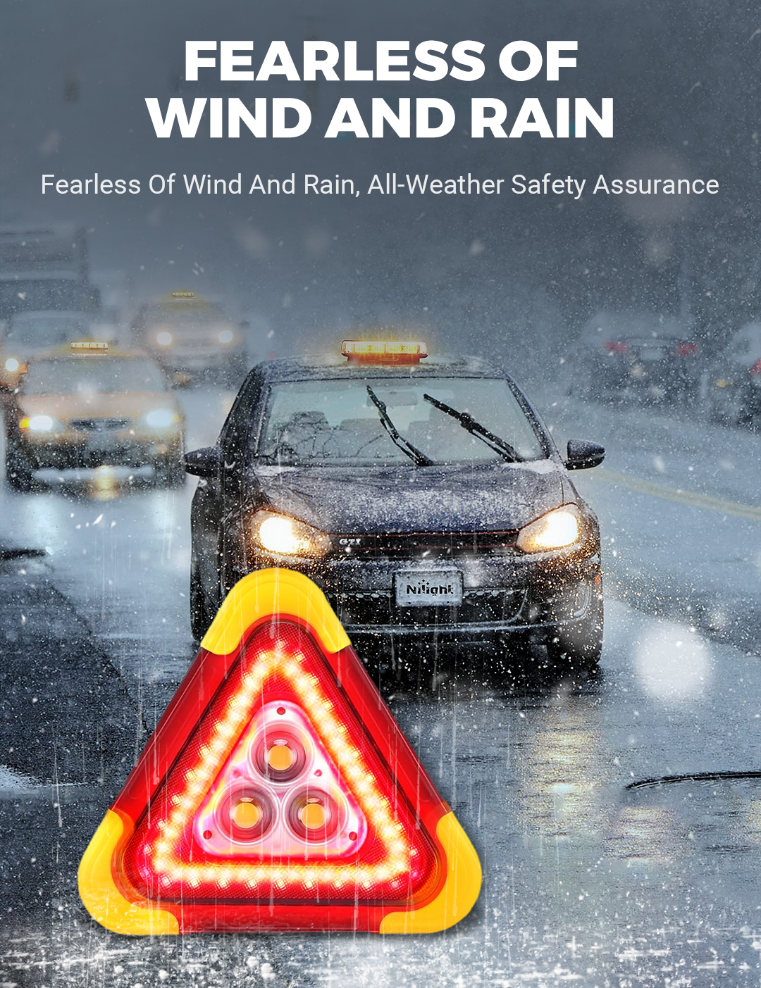 🔥2025 New Arrival🔥 3-IN-1 Solar Emergency Triangle Warning Light at the Roadside