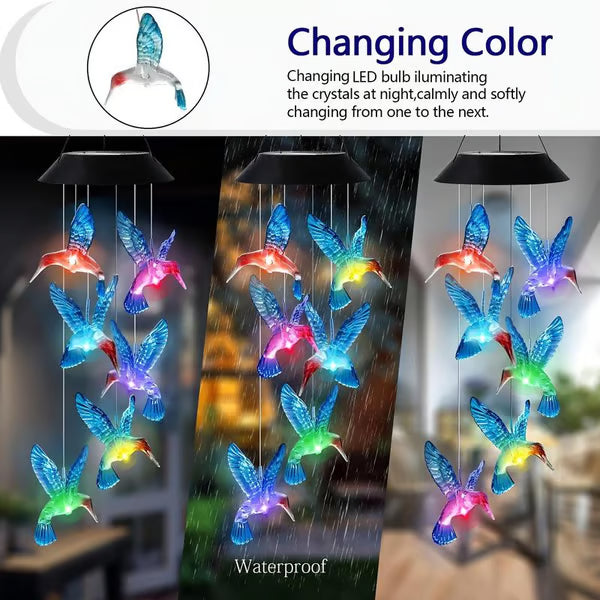 🦋 Enhance Your Garden✨Creative Bird Design Solar Wind Chimes