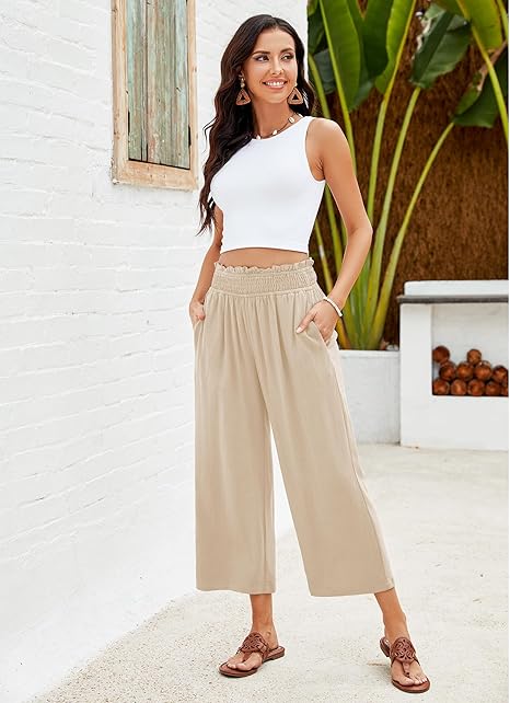 ⏳Limited-time 50% off⏰Women's Wide Leg Smock Waist Capri Pants👖💫