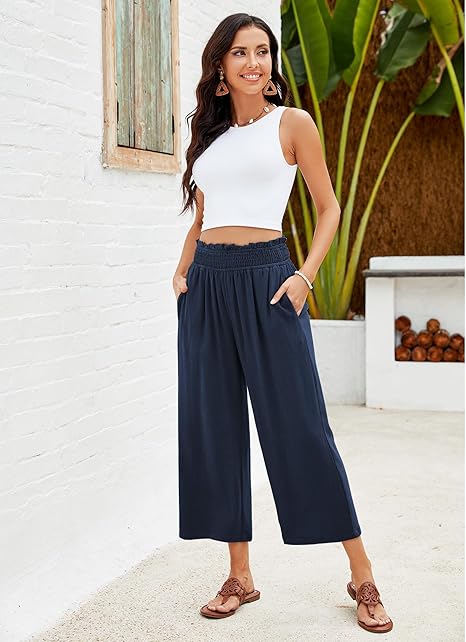 ⏳Limited-time 50% off⏰Women's Wide Leg Smock Waist Capri Pants👖💫