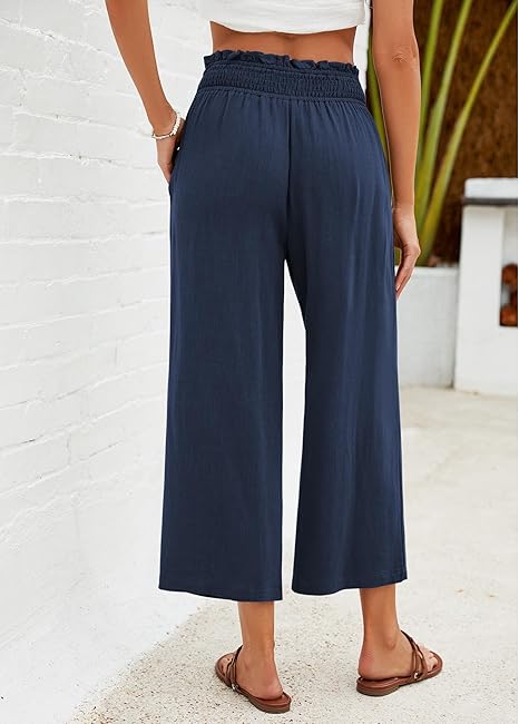 ⏳Limited-time 50% off⏰Women's Wide Leg Smock Waist Capri Pants👖💫