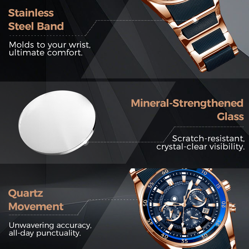 ⌚50% OFF NOW! ✨ Men's Waterproof Multifunctional Quartz Watch – Chronograph Design, Luminous Hands & Stainless Steel 🌊