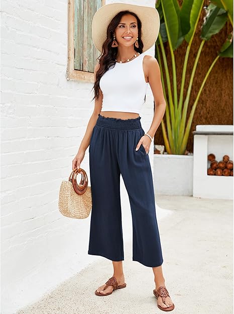 ⏳Limited-time 50% off⏰Women's Wide Leg Smock Waist Capri Pants👖💫
