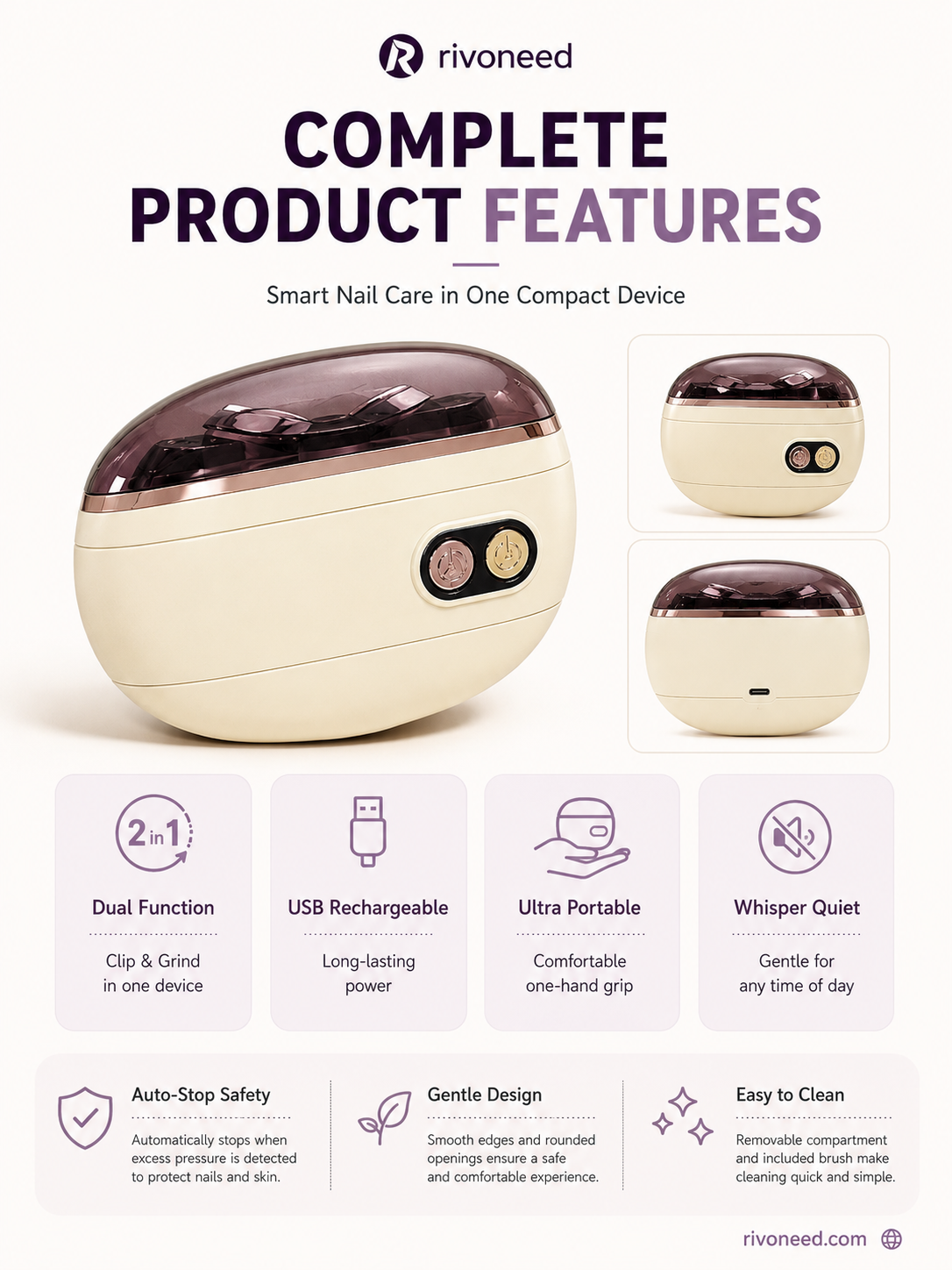 2-in-1 Safe Electric Nail Clipper
