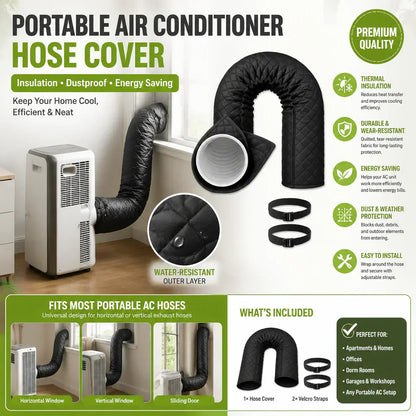 ❄️ LIMITED-TIME 50% OFF! 🔧 Portable Air Conditioner Hose Cover – Thermal Insulation, Velcro, Universal 5"/5.9" 🏠