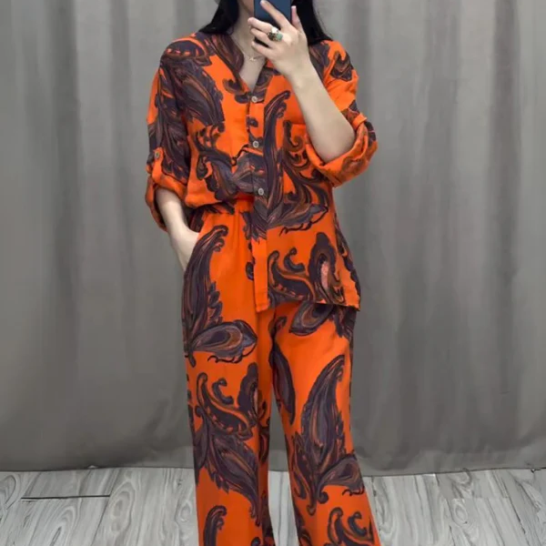 （Free Shipping）Two Piece Shirt and Trousers Set for Women