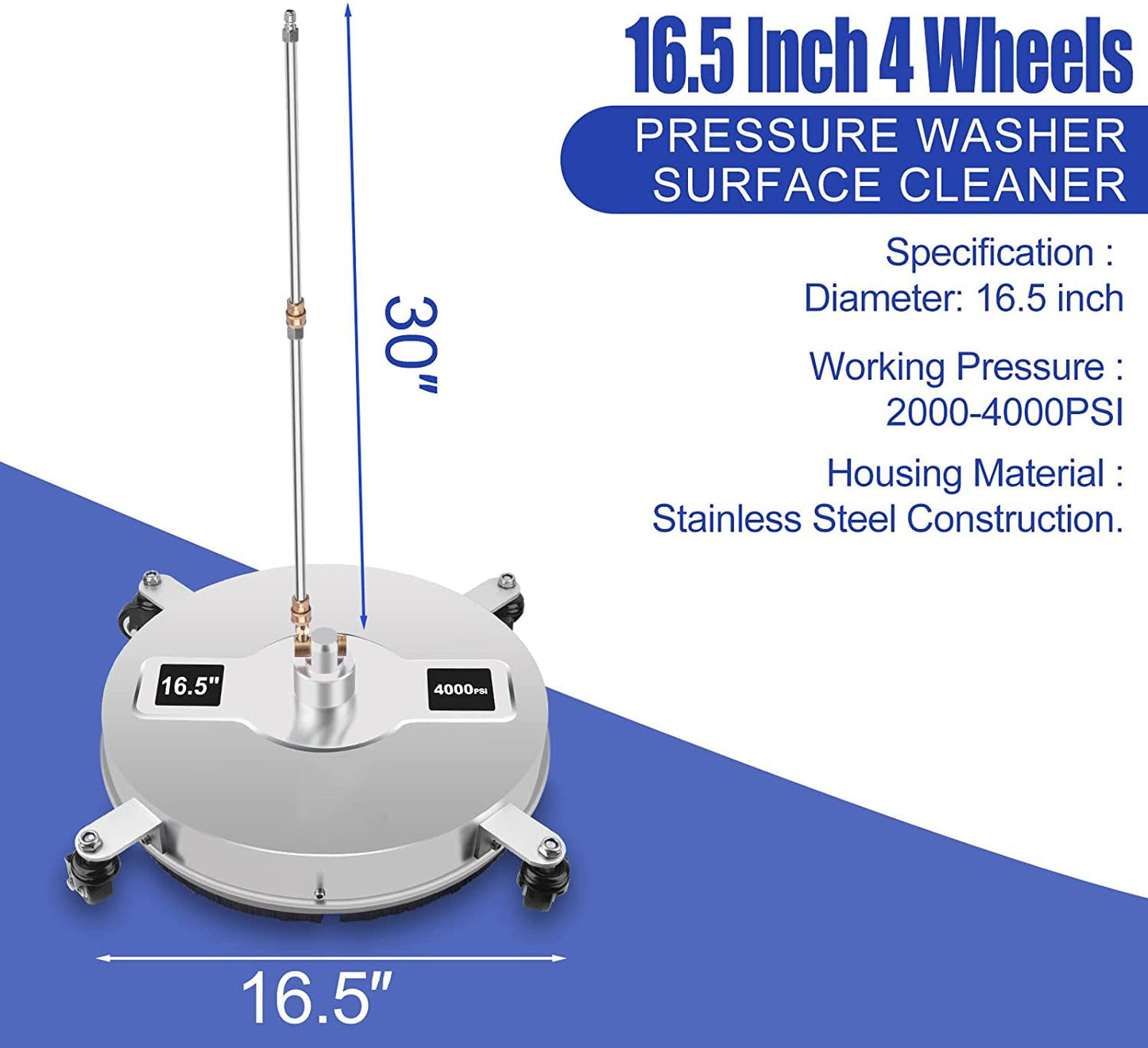 High Pressure Washer - 4 Wheel Scrubber 4000psi