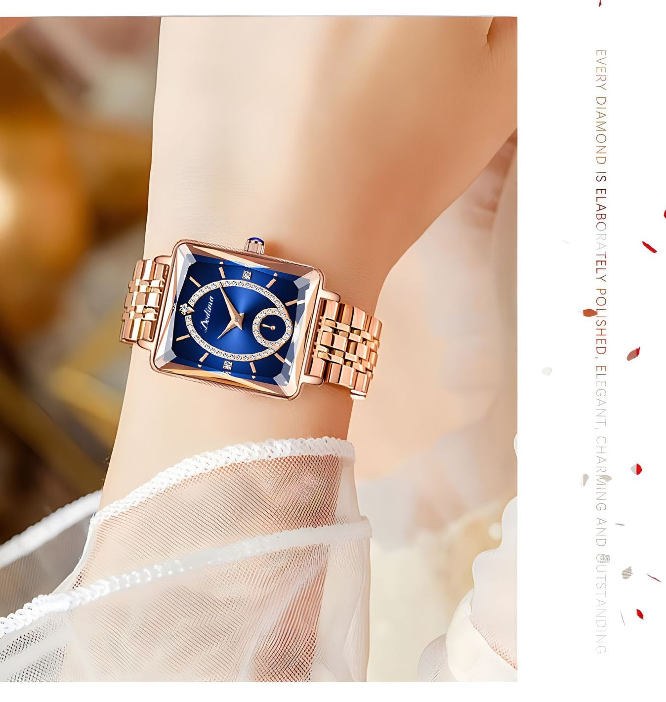 💎Fashion Square Ladies Rose Gold Diamond Watch