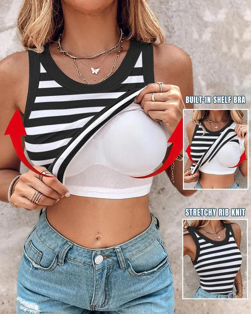 🔥 Promotion - 50% off✨ Women's ribbed knit tank top with shelf bra