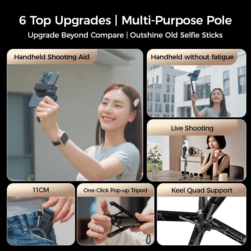 📸🔥 Last Day 50% OFF🌟4-in-1 Magnetic Selfie Stick-360° Rotation & Portable Tripod✅