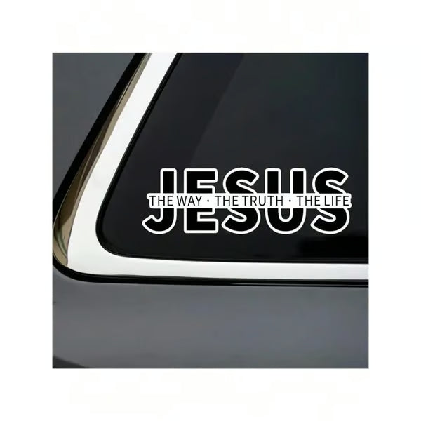 ✝️ 50% OFF! ✨ JESUS VINYL DECAL - "The Way, The Truth, The Life" Design, Weather-Resistant for Cars and Windows, Easy to Apply and Remove, Perfect for Faith Expression 🙏🚗
