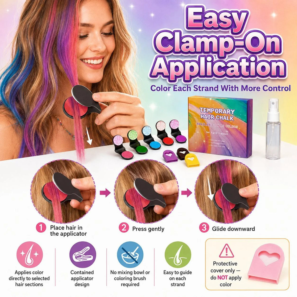 ⏳Time-Limited Special⏰12-Color Temporary Hair Chalk Applicator Set🎁-Ready for Christmas!🎅