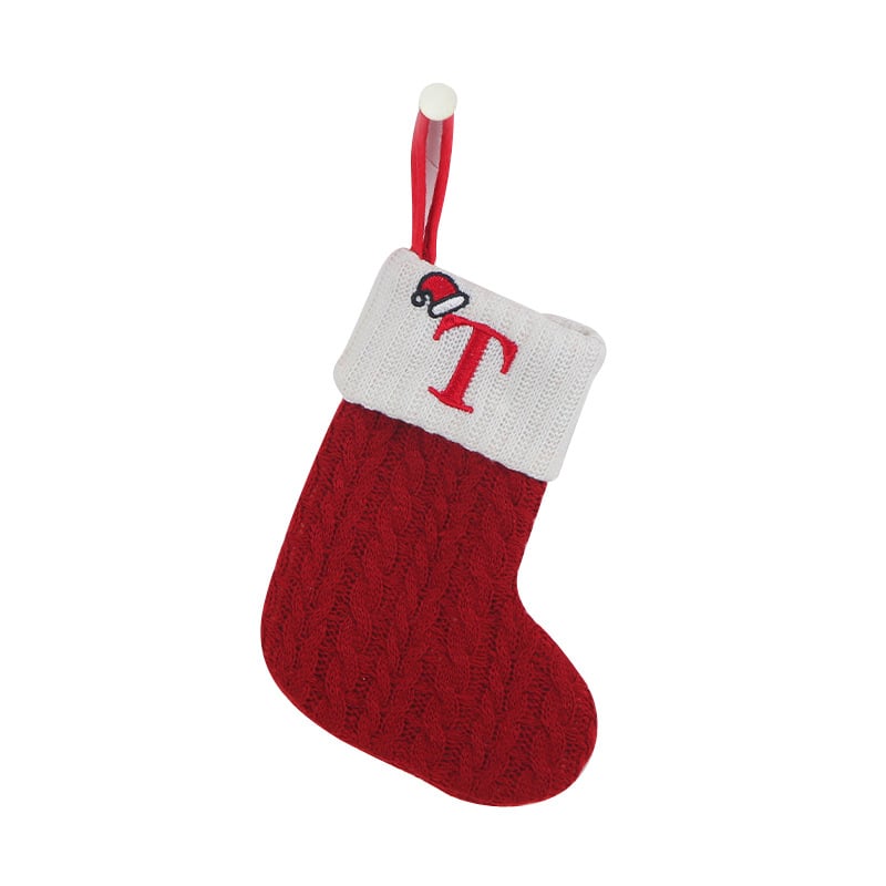 🔥Hot Sale🔥Cozy Knit Socks, Embroidered Candy Gift Bag, Letter Christmas Stocking