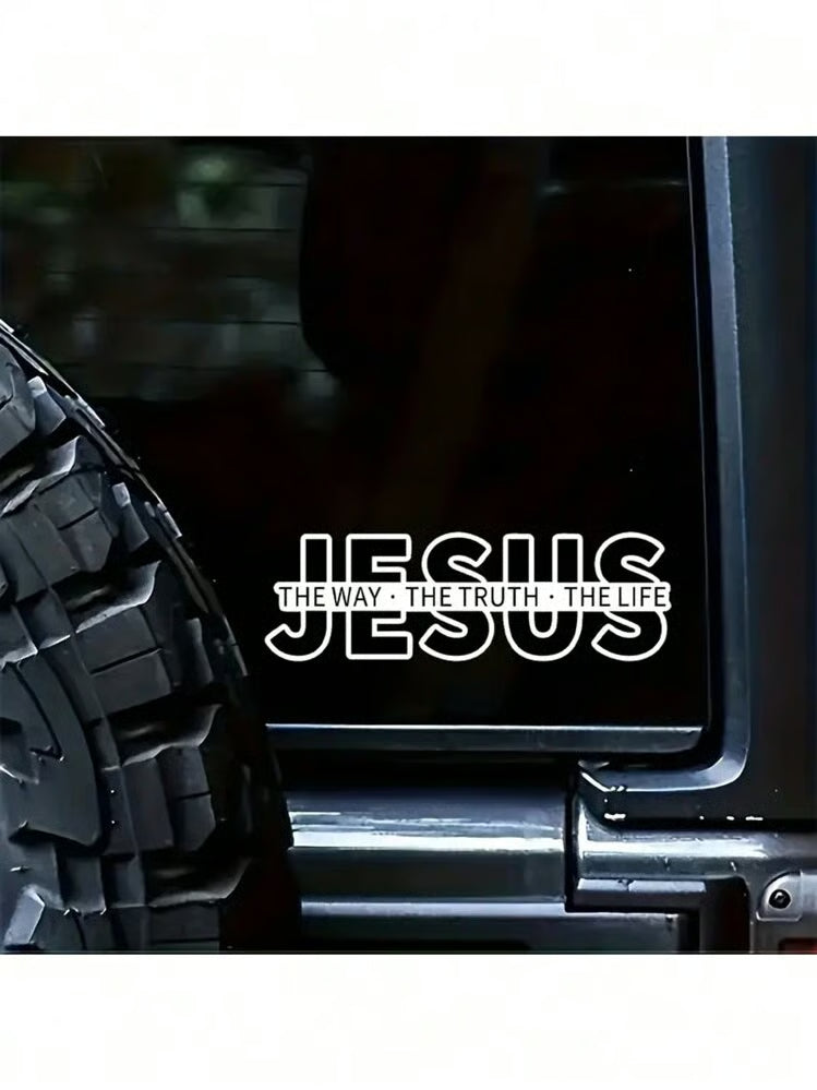 ✝️ 50% OFF! ✨ JESUS VINYL DECAL - "The Way, The Truth, The Life" Design, Weather-Resistant for Cars and Windows, Easy to Apply and Remove, Perfect for Faith Expression 🙏🚗