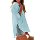 ⏰Limited Time Sale-50% OFF🏖️Women's Oversized Hooded Beach Cover Up - Long Sleeve V-Neck Pocket Shirt