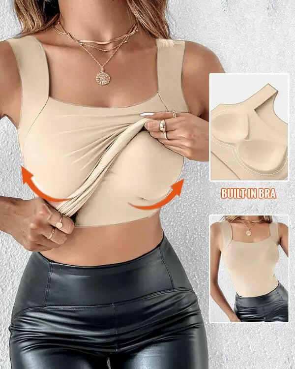 📢50%  OFF!⏰Women’s U-Neck Thermal Tank with Built-In Bra – Warm, Supportive & Braless Comfort ❄️❤️