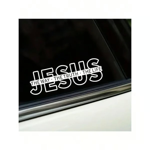 ✝️ 50% OFF! ✨ JESUS VINYL DECAL - "The Way, The Truth, The Life" Design, Weather-Resistant for Cars and Windows, Easy to Apply and Remove, Perfect for Faith Expression 🙏🚗