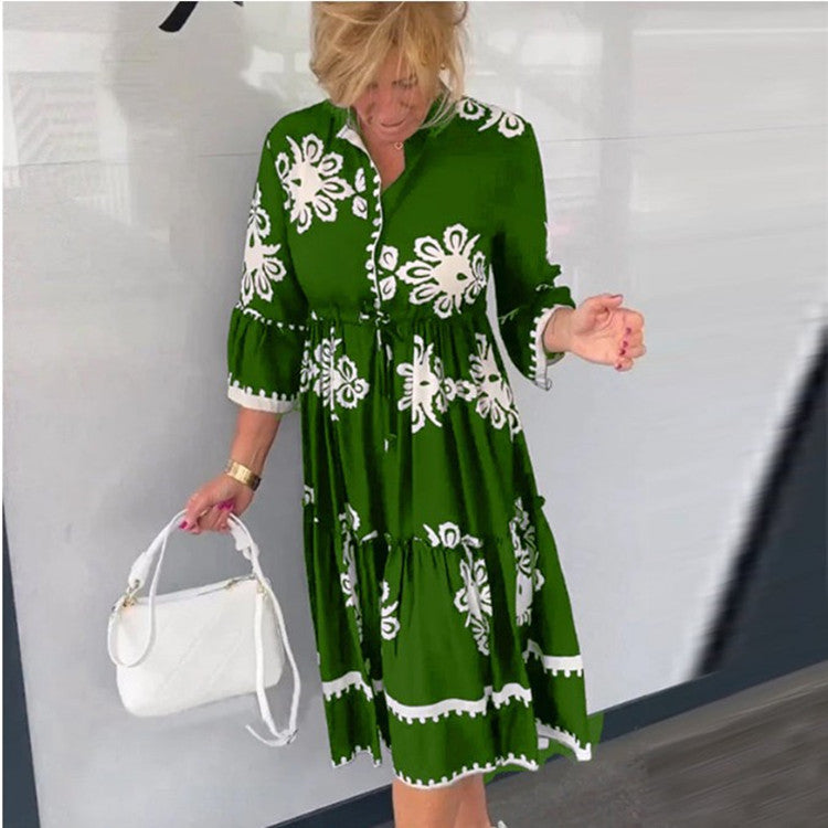 🔥Hot Sale 49% OFF🔥Elegant Fashion Printed 3/4 Sleeves Dress