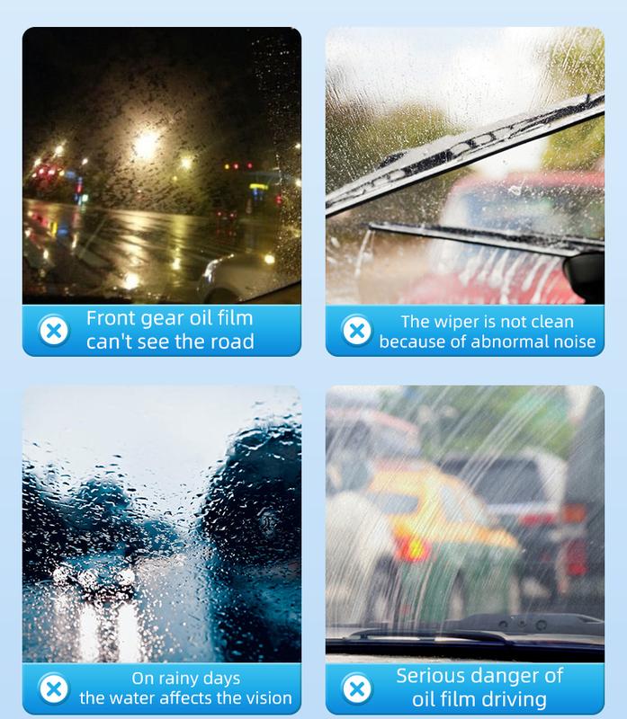 Glass Cleaner Powerful Stain Remover, Oil Film Remover, Insect Glue Remover, Anti-Freeze, Hydrophobic Glass Cleaner for Cars