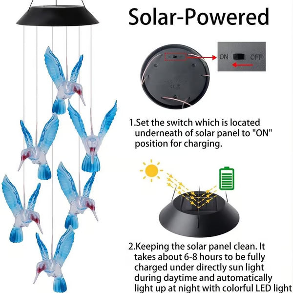🦋 Enhance Your Garden✨Creative Bird Design Solar Wind Chimes