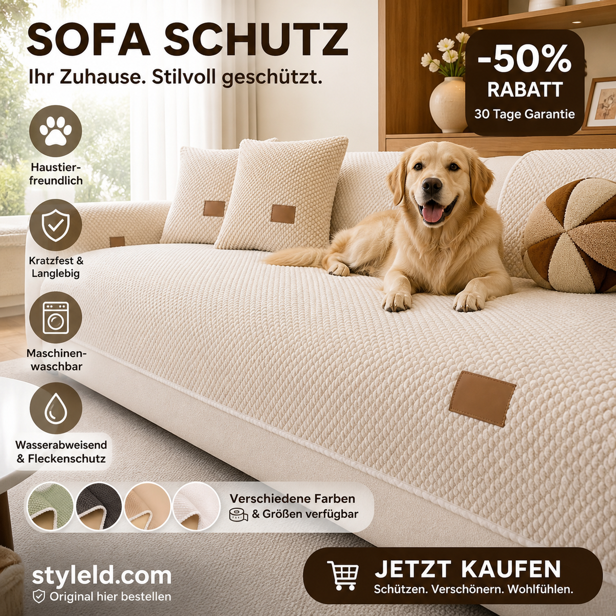 🛋️ 50% OFF! 🧼 Thick Non-Slip Washable Sofa Cover – Durable, Easy to Care For & Perfect for Homes with Pets and Kids 🐾