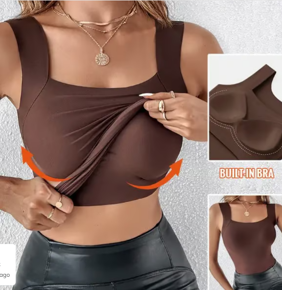 📢50%  OFF!⏰Women’s U-Neck Thermal Tank with Built-In Bra – Warm, Supportive & Braless Comfort ❄️❤️