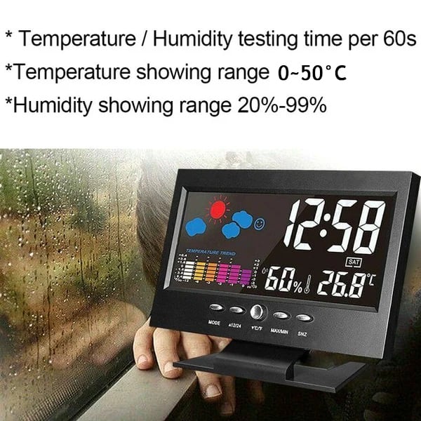 🌡️ ✨ Digital LED Weather Station - Temperature & Humidity Monitor with Forecast Display & Table Alarm Clock 📊⏰