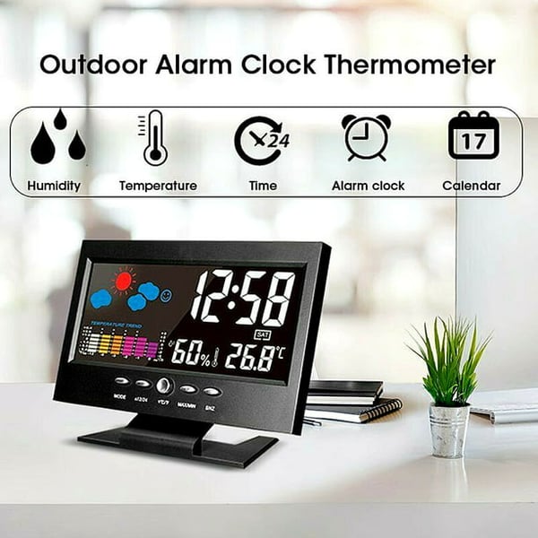 🌡️ ✨ Digital LED Weather Station - Temperature & Humidity Monitor with Forecast Display & Table Alarm Clock 📊⏰
