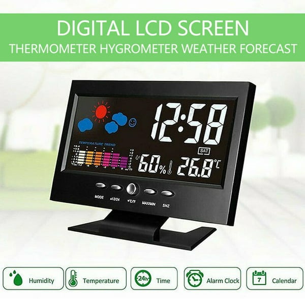 🌡️ ✨ Digital LED Weather Station - Temperature & Humidity Monitor with Forecast Display & Table Alarm Clock 📊⏰