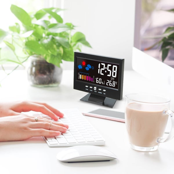🌡️ ✨ Digital LED Weather Station - Temperature & Humidity Monitor with Forecast Display & Table Alarm Clock 📊⏰