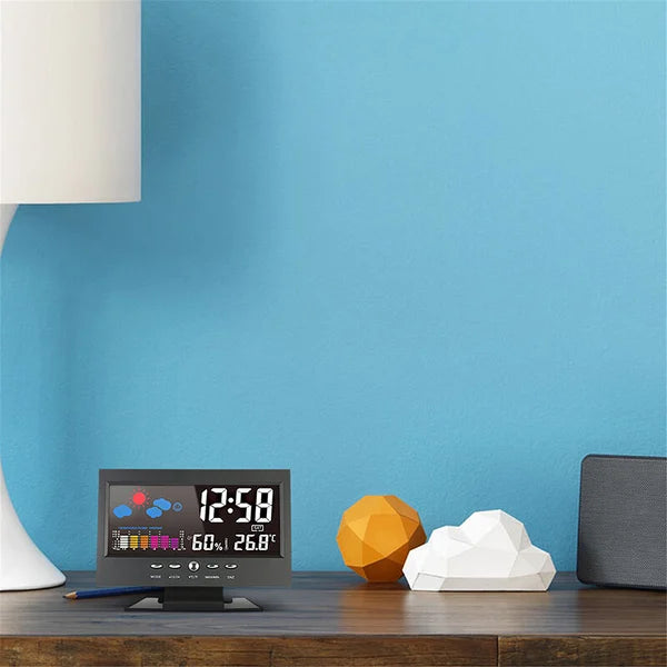 🌡️ ✨ Digital LED Weather Station - Temperature & Humidity Monitor with Forecast Display & Table Alarm Clock 📊⏰