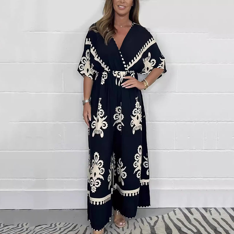 Women’s V-Neck Wide Leg Jumpsuit