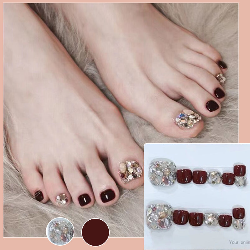 Get 1 PAIR FREE 14 Sheets Square Press on Diamond Toenails🌈