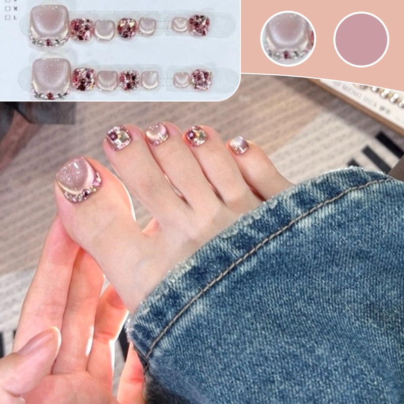 Get 1 PAIR FREE 14 Sheets Square Press on Diamond Toenails🌈