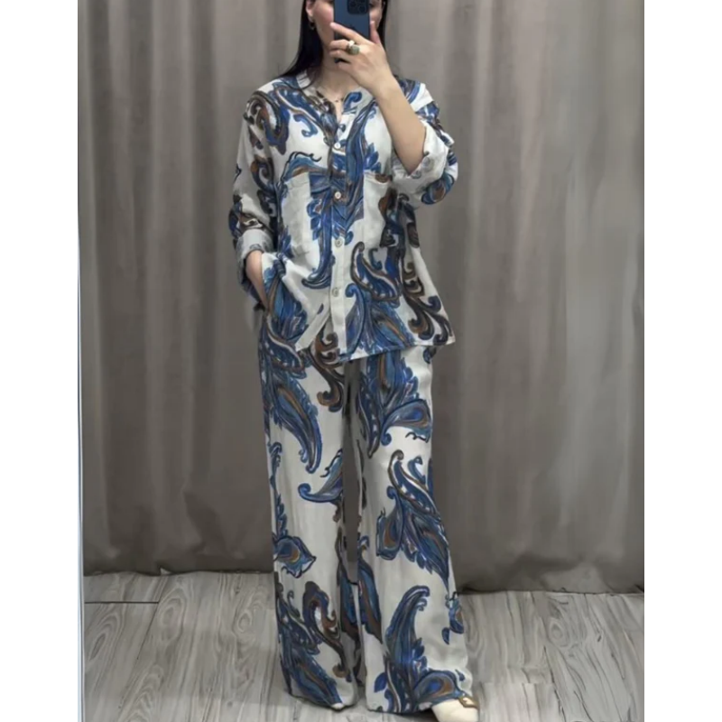 （Free Shipping）Two Piece Shirt and Trousers Set for Women