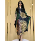 Retro printed dress with bat sleeves and V neckline