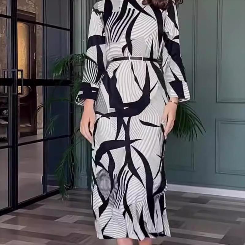 Elegant Round Neck Stretch Dress with Belt（Free Shipping）