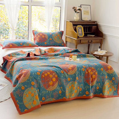 Multifunctional Two-Sided and Printed Cotton Towel Blanket