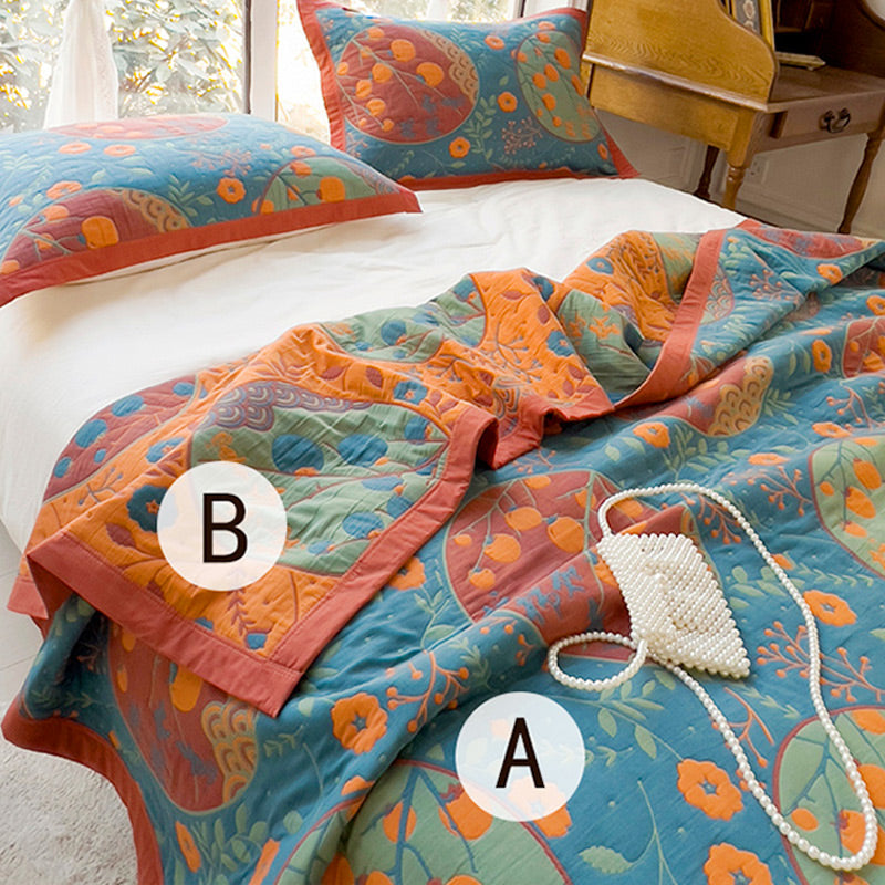 Multifunctional Two-Sided and Printed Cotton Towel Blanket