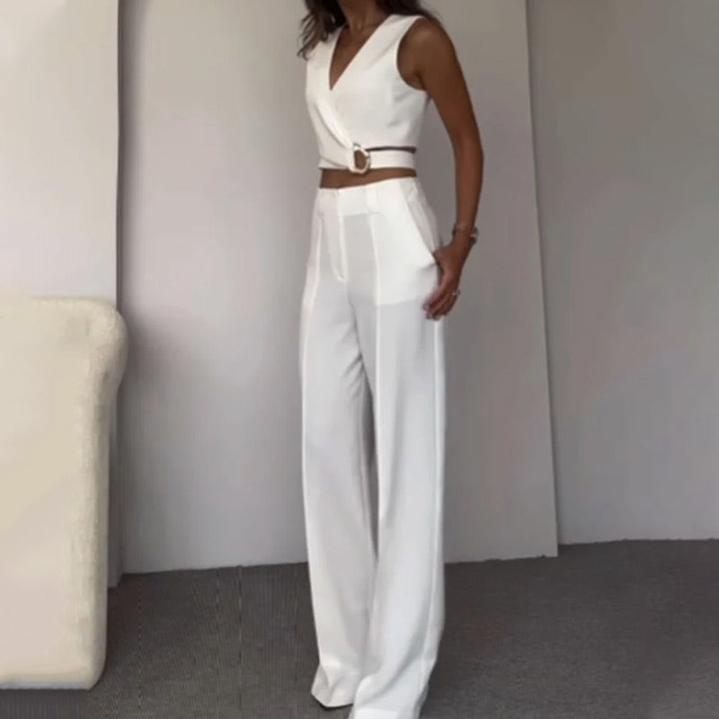 💕Hot Sale-Free Shipping💕Women's 2 Piece Outfits Crop Vest & Wide Leg Pants