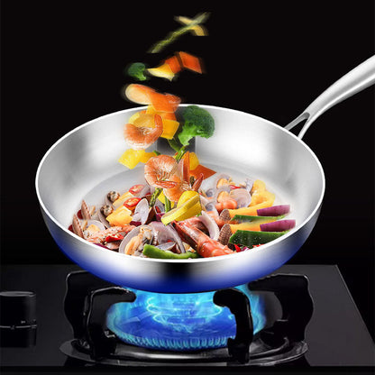 Multifunctional Non-coated Stainless Steel Frying Pan