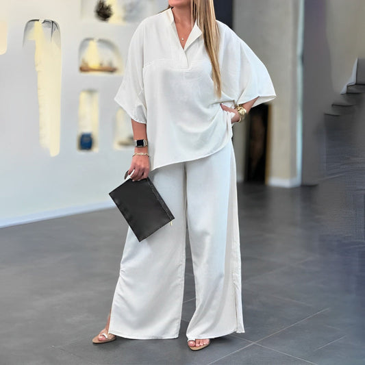 💥41% OFF & Free Shipping💃Women's 2 Piece Outfits Oversized Top & Wide Leg Pants