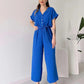 💖 Women's V-Neck Short Sleeve Casual Jumpsuit