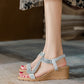 Chic & Shiny Reinstones Wedge Sandals