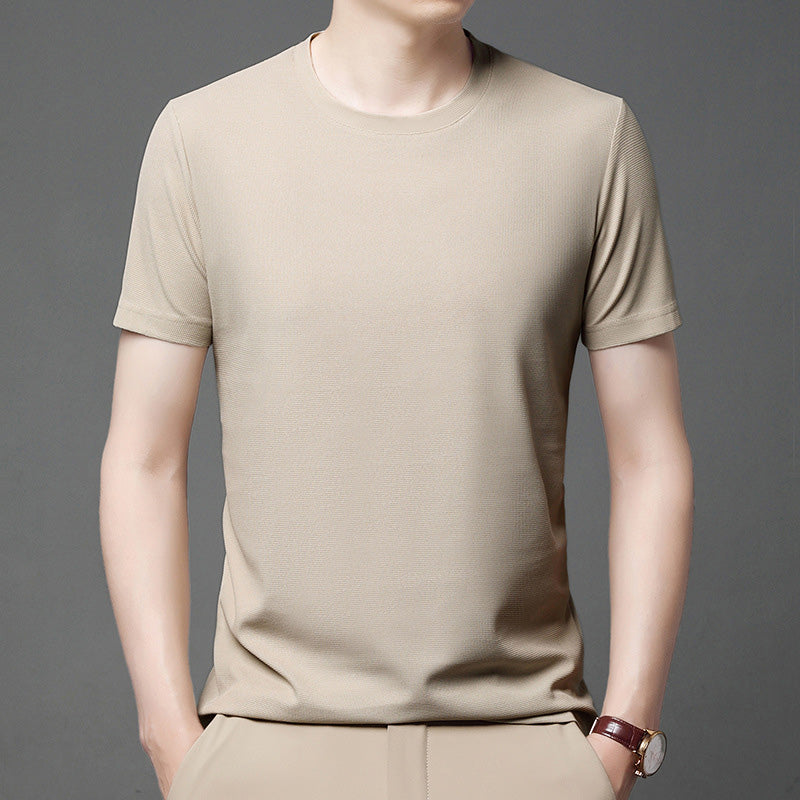 Breathable Solid Color Short Sleeve Waffle T-Shirt