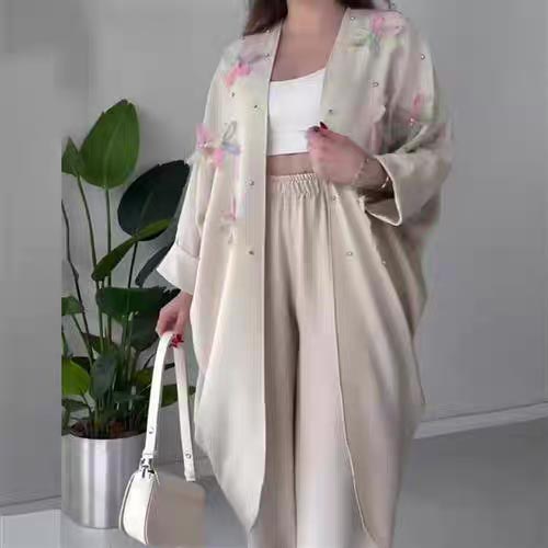 🌸Women’s Casual Delicate Flower Long Cardigan and Pants Set