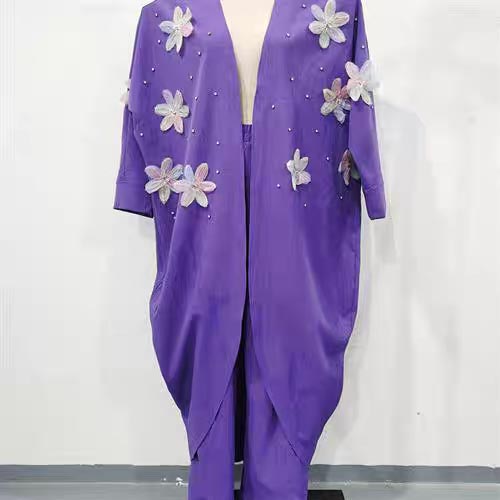 🌸Women’s Casual Delicate Flower Long Cardigan and Pants Set